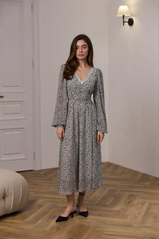 Модель №925 чорно-білі квіти мілкі 925 image 589
